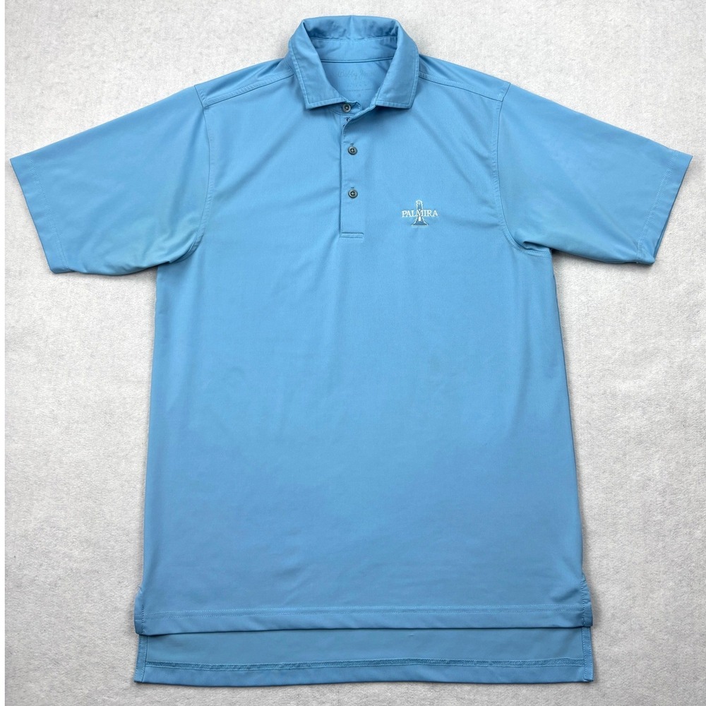 Bobby Jones Golf Polo Shirt Mens Medium M Blue Performance Palmira Lighthouse